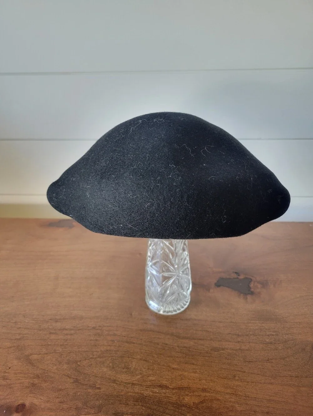 Vtg Merrimac Black Wool Felt Hat Body Capeline Hood Blank Unblocked Millinery